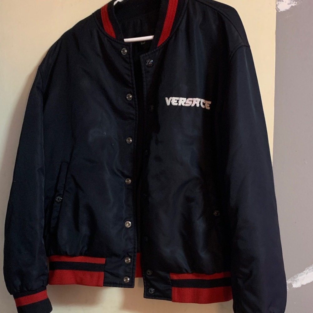 Versace Navy and Red Bomber Jacket